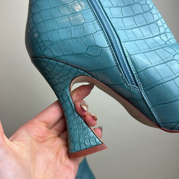 RAID Teal faux Croc-Embossed Ankle Boots - Picture 3 of 6